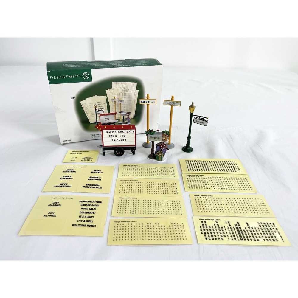 Vtg Dept 56 Personalize Your Village Accessories 52811 Signs Letters Set Boxed